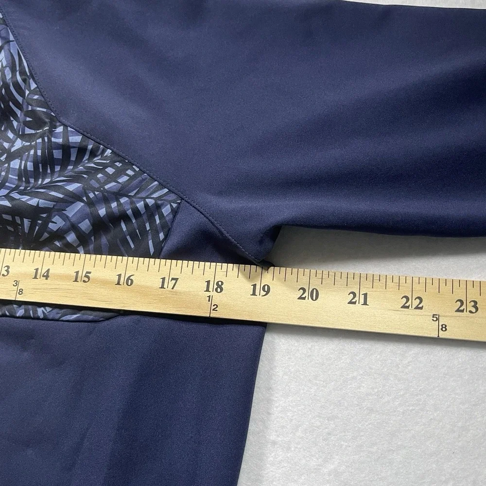 Peter Millar Kids 1/4 Zip Hooded Pullover Navy Leaf Print Large 11-12 Youth